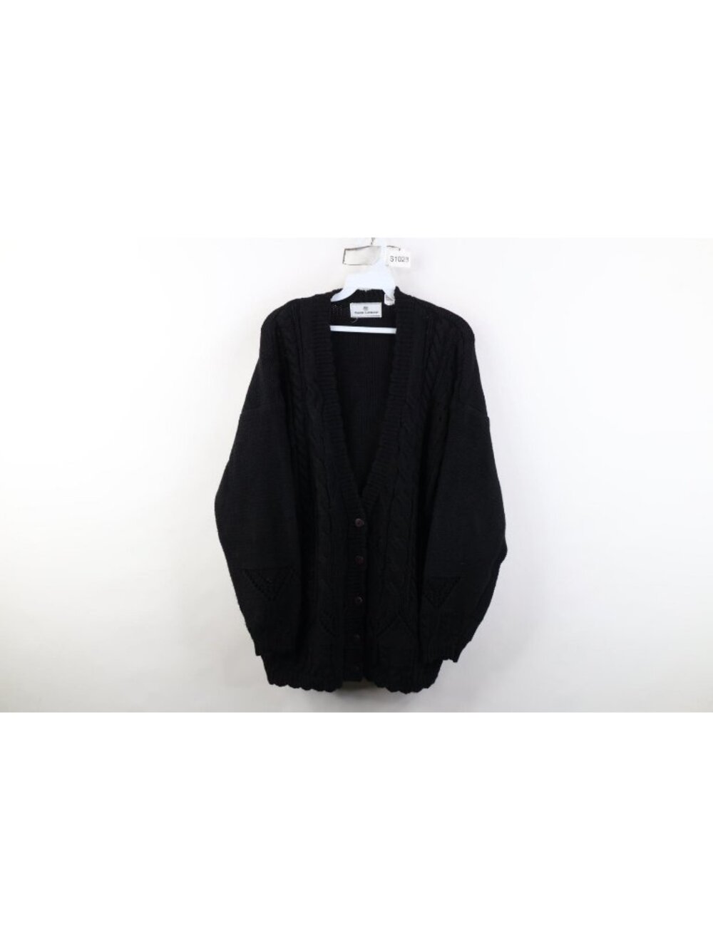 Vtg 90s Streetwear Womens Large Kurt Cobain Chunky Cable Knit Cardigan Sweater